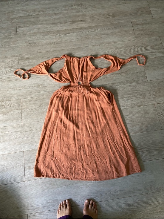 Petal & Pup Dresses & Skirts - 100% linen dress with cutouts and open back in orange